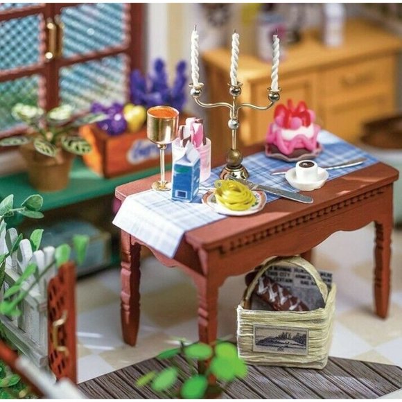 Robotime Hands Craft Mrs Charlie’s Dining Room DIY Dollhouse Diorama Kit 1/24 - Picture 4 of 4